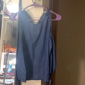 Denim off-shoulder top